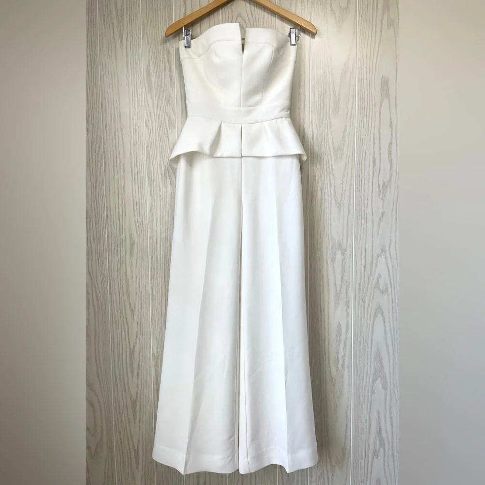 CUE Strapless White Wide-Leg Jumpsuit AU 6 / US 2 EUC - Picture 1 of 5